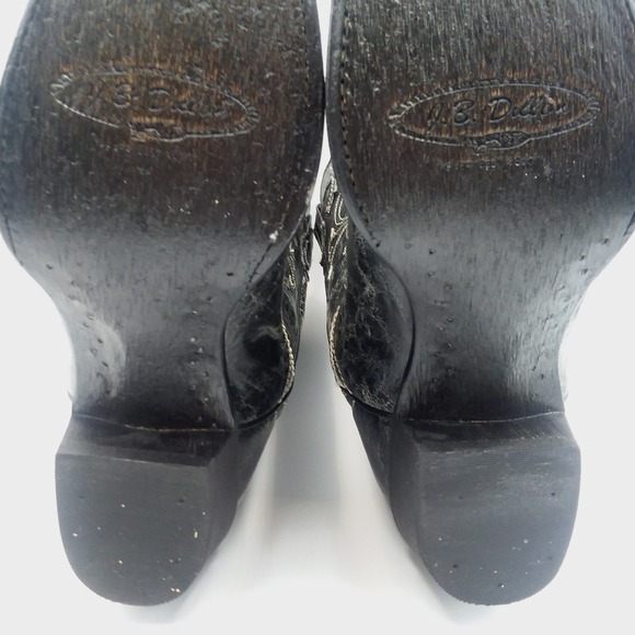 JB Dillon Women's Cowboy Boots Black Goat Leather Sz 10B Western Distressed EUC - Picture 15 of 16